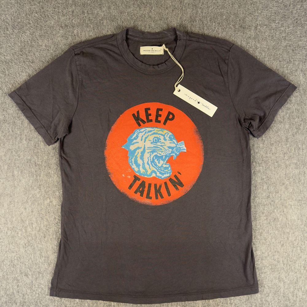 Imogene And Willie Shirt Mens XS Gray Keep Talkin Tiger Tee T-Shirt Made in USA